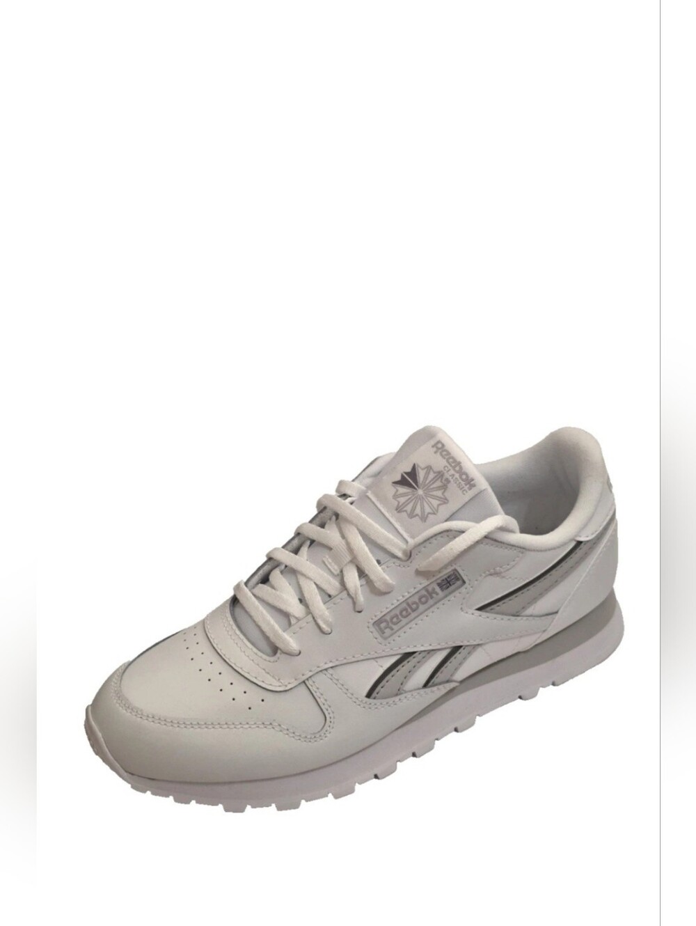 REEBOK CLASSIC BIG KIDS WHT/WHT/GREY3 LEATHER RUNNING SNEAKERS US7/UK6.5/EU39